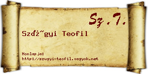 Szügyi Teofil névjegykártya